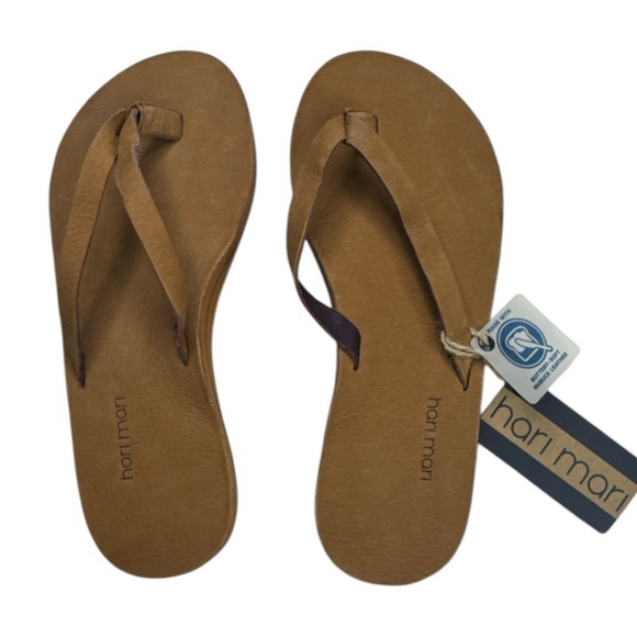 Hari Mari Meadows Leather Flip Flops Tobacco Sz 6 NWT - Picture 6 of 6